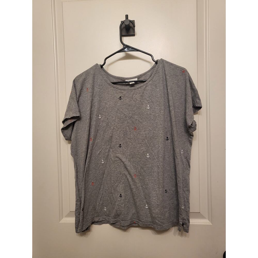 J Jill elevated Embroidered Anchor Sea Top Large